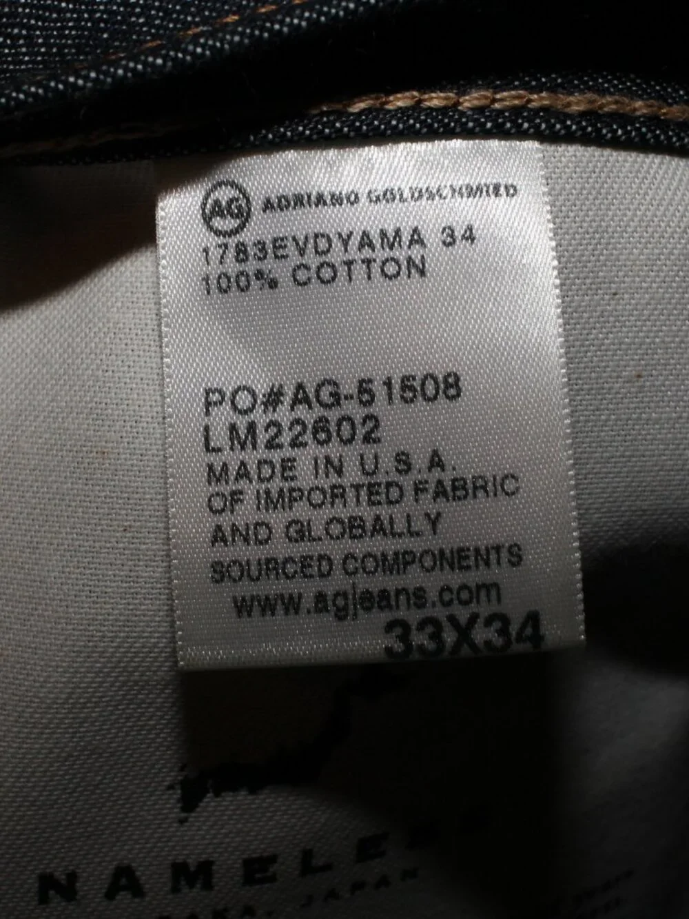 NWT AG Trellis Selvage Denim Jeans Size 33 x 34